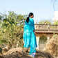 Blue Mul Chanderi Kurta Set with Pitta Motifs