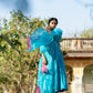 Blue Mul Chanderi Kurta Set with Pitta Motifs