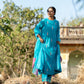Blue Mul Chanderi Kurta Set with Pitta Motifs