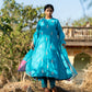 Blue Mul Chanderi Kurta Set with Pitta Motifs