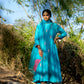 Blue Mul Chanderi Kurta Set with Pitta Motifs