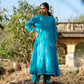 Blue Mul Chanderi Kurta Set with Pitta Motifs