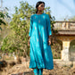 Blue Mul Chanderi Kurta Set with Pitta Motifs