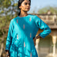 Blue Mul Chanderi Kurta Set with Pitta Motifs
