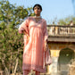 Pink Muk Chanderi V neck Gota Kurta Set