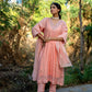 Pink Muk Chanderi V neck Gota Kurta Set