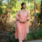 Pink Muk Chanderi V neck Gota Kurta Set