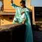 Blue Muk Chanderi V neck Gota Kurta Set