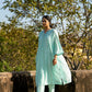 Blue Muk Chanderi V neck Gota Kurta Set