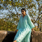 Blue Muk Chanderi V neck Gota Kurta Set
