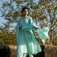 Blue Muk Chanderi V neck Gota Kurta Set