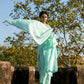 Blue Muk Chanderi V neck Gota Kurta Set