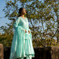Blue Muk Chanderi V neck Gota Kurta Set