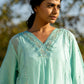 Blue Muk Chanderi V neck Gota Kurta Set