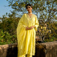 Yellow Mul Chanderi V neck Gota Kurta Set