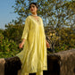 Yellow Mul Chanderi V neck Gota Kurta Set