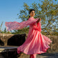 Pink Chanderi Angrakha set with Dabka work