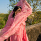 Pink Chanderi Angrakha set with Dabka work