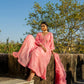 Pink Chanderi Angrakha set with Dabka work