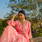 Pink Chanderi Angrakha set with Dabka work