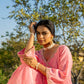 Pink Chanderi Angrakha set with Dabka work