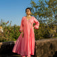 Pink Chanderi Angrakha set with Dabka work