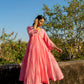 Pink Chanderi Angrakha set with Dabka work