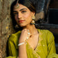 Green Chanderi Angrakha set with Dabka work