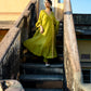 Green Chanderi Angrakha set with Dabka work