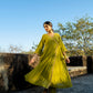 Green Chanderi Angrakha set with Dabka work