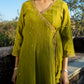 Green Chanderi Angrakha set with Dabka work