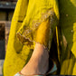 Green Chanderi Angrakha set with Dabka work