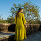 Green Chanderi Angrakha set with Dabka work
