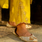 Yellow Chanderi Angrakha set with Dabka work
