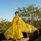 Yellow Chanderi Angrakha set with Dabka work