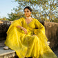 Yellow Chanderi Angrakha set with Dabka work