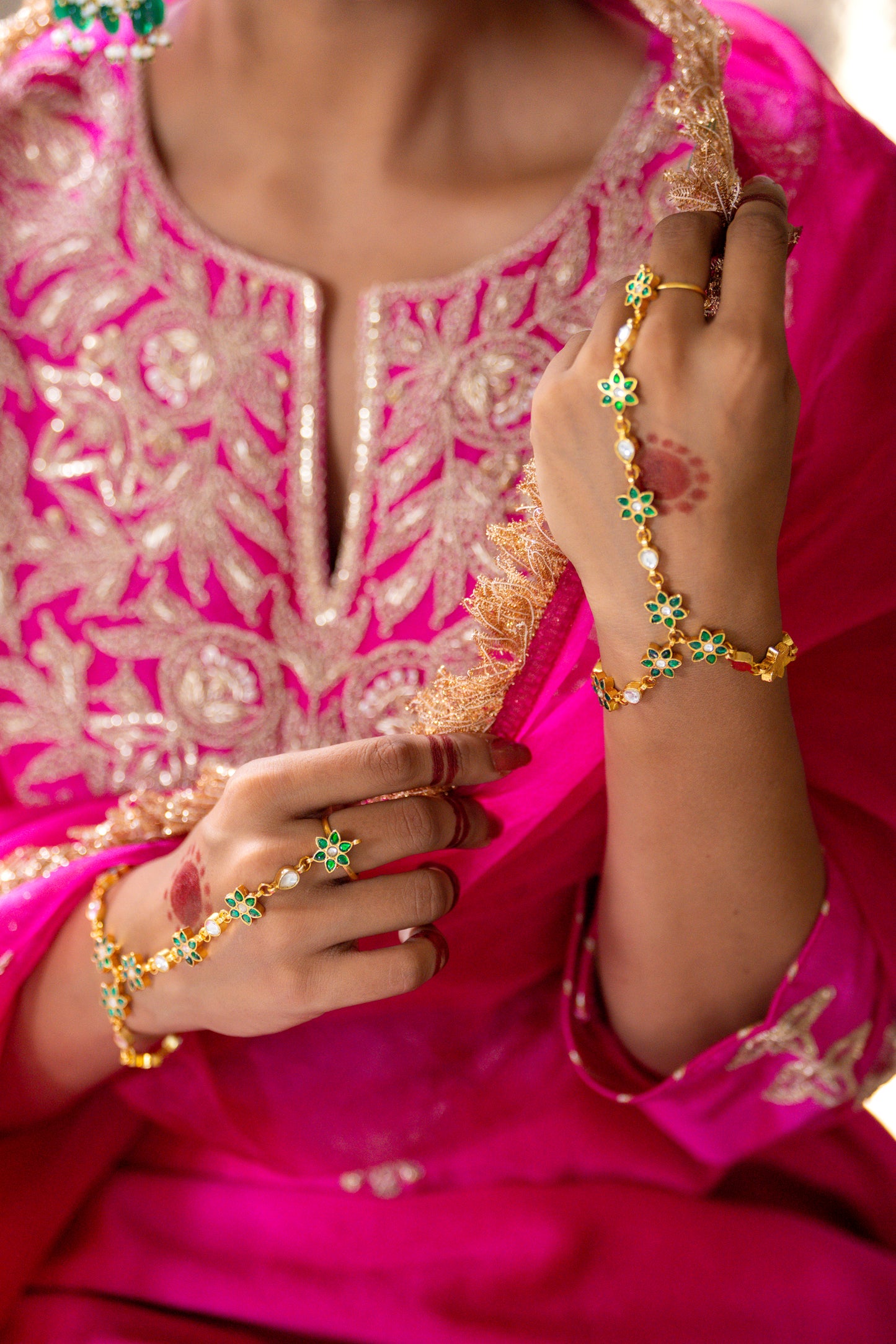 Fuschia Pink Silk Kurta Set with Heavy Dori and Dabka Work