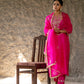 Fuschia Pink Silk Kurta Set with Heavy Dori and Dabka Work