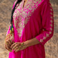 Fuschia Pink Silk Kurta Set with Heavy Dori and Dabka Work