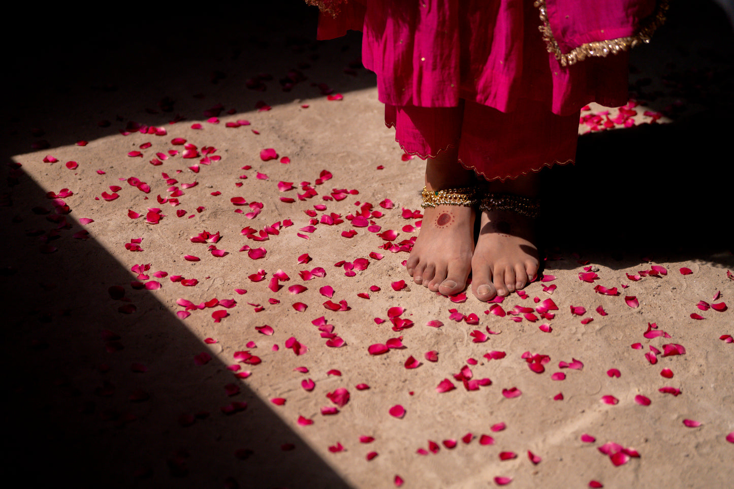 Pink High Yoke Mul Chanderi Kurta Set with gathers