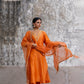 Orange Silk Kurta Set with Heavy Dori and Dabka Work