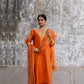 Orange Silk Kurta Set with Heavy Dori and Dabka Work