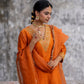 Orange Silk Kurta Set with Heavy Dori and Dabka Work