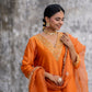 Orange Silk Kurta Set with Heavy Dori and Dabka Work