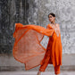 Orange Silk Kurta Set with Heavy Dori and Dabka Work