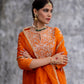 Orange Silk Kurta Set with Heavy Dori and Dabka Work