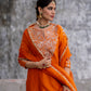 Orange Silk Kurta Set with Heavy Dori and Dabka Work