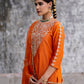 Orange Silk Kurta Set with Heavy Dori and Dabka Work