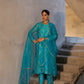 Turquoise Silk Kurta Set with Turkish Gota Jaal