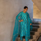 Turquoise Silk Kurta Set with Turkish Gota Jaal